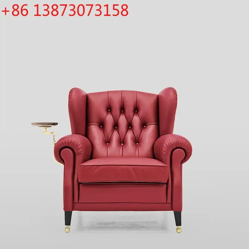 Medieval 1919 cigar chair imported full oil wax first layer cowhide sofa chair retro full leather casual godfather chair