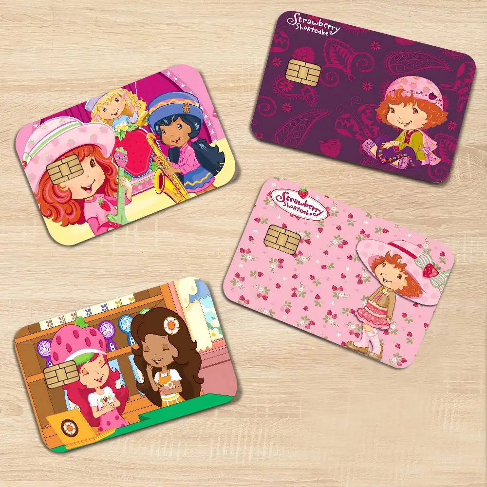 Cartoon Strawberry Shortcake Movie Credit Card Skin Stickers for VISA Bank Card Transportation Waterproof Sticker Anti-scratch