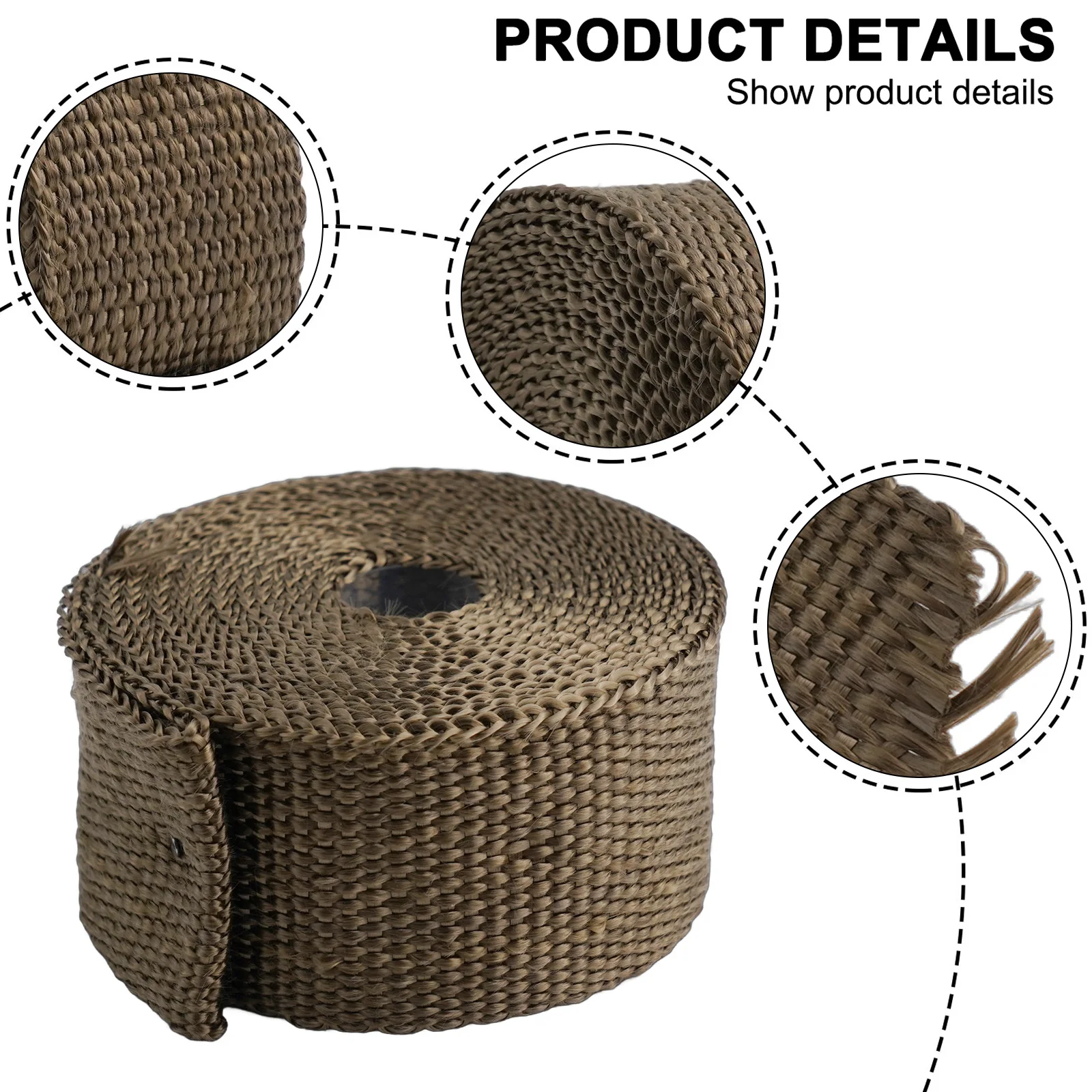 Quick Installation Insulation Tape Heat Insulation Wrap 1 Roll Abrasions Resistance Glass Fiber Oil Spills Resistance
