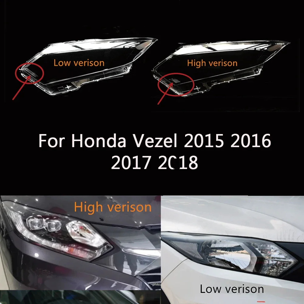 

HTTCY For Honda Vezel 2015 2016 2017 2018 front Car Headlight Cover Lens Shell Lampcover Lampshade Headlamp Light mask