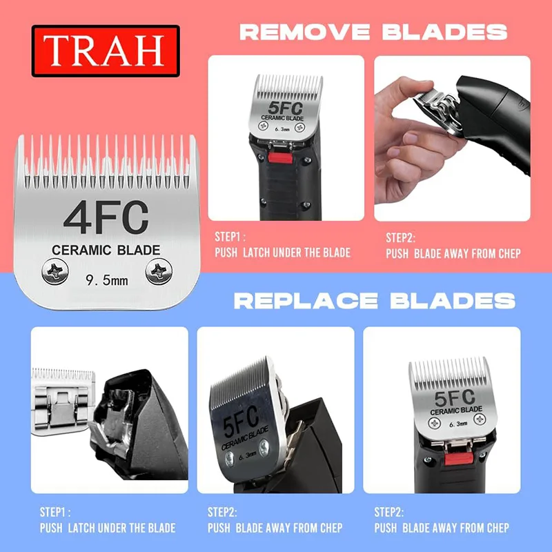 7FC 5FC 4FC 3FC #10 #30 #40 5/8 Professional Dog Clipper A5 Blade Fit Most Andis & Oster Pet Clippers