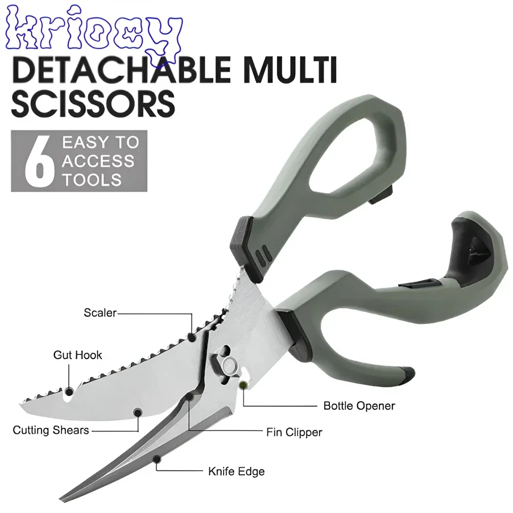 Multifunction Scissors Outdoor Survival Tool Heavy Duty Kitchen with Detachable Blades Stainless Steel Poultry Shears Scissors