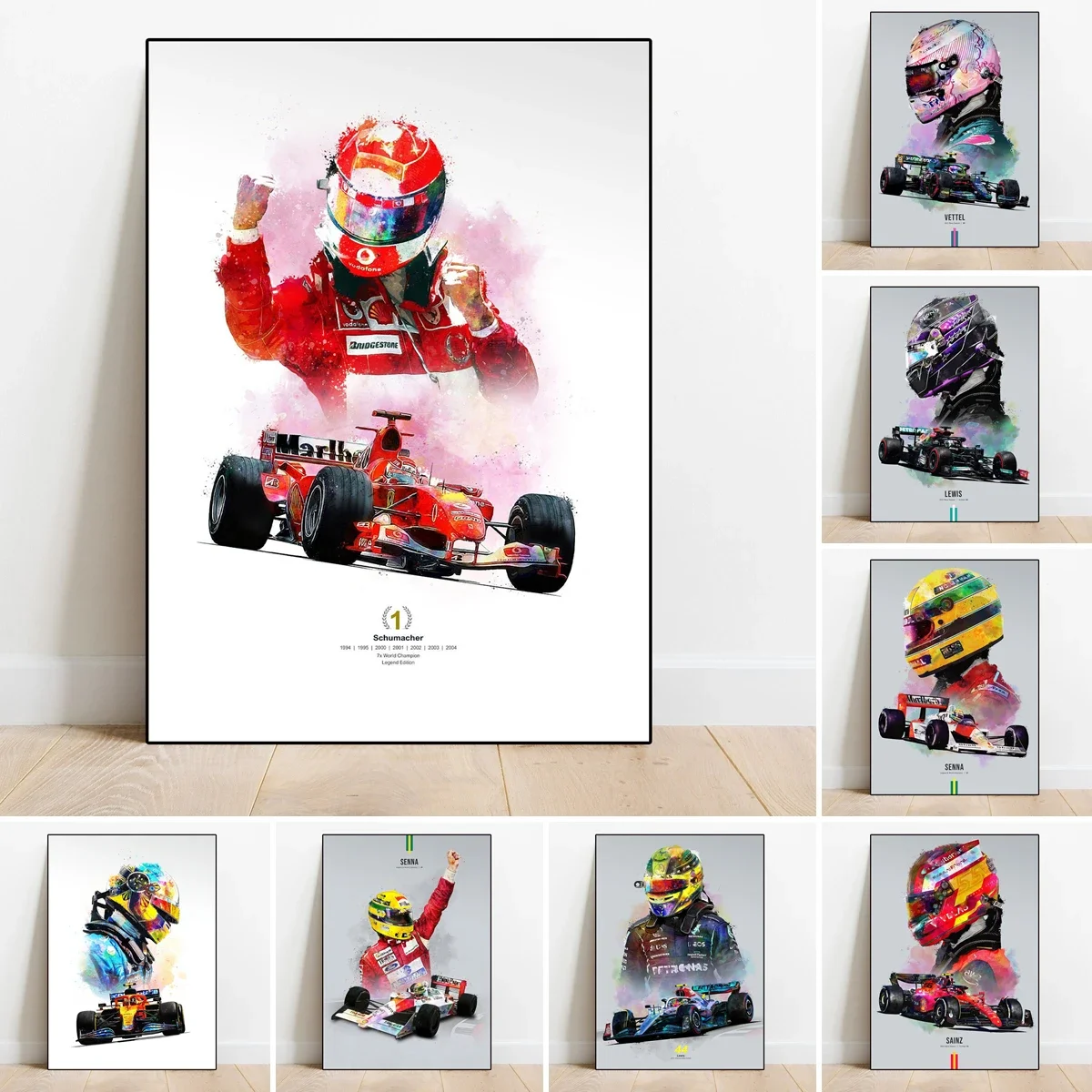 2022 F1 Poster Aesthetics Racing Driver Watercolor Car MotorSport Senna Canvas Painting Wall Art Decoration Room Decor Boys Gift