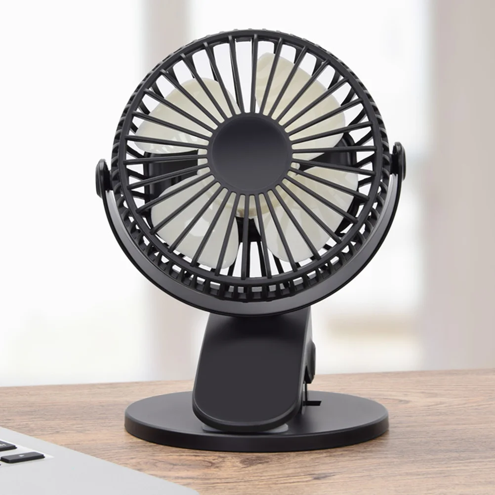 

360 Degree Rotation Mini Clip Portable USB Fan Black Without Adjustable Table Desk Fan for Baby Stroller Outdoor Gym