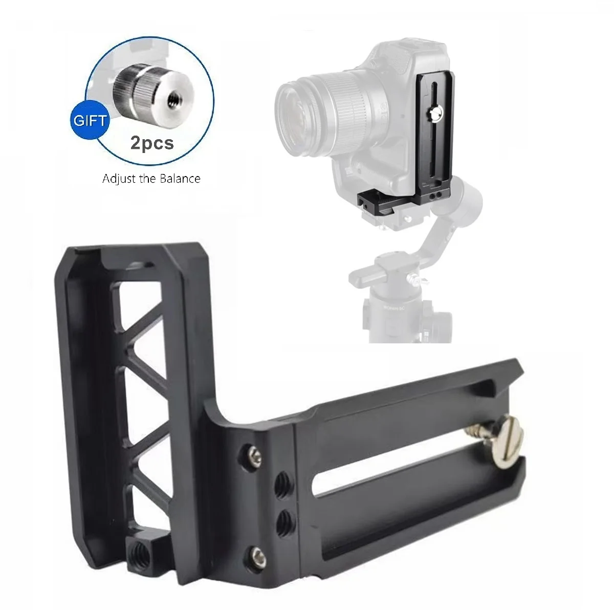for DJI Ronin SC Gimbals L Bracket Vertical Mount, Aluminum Alloy Camera Quick Release Plate, w counterweights to Adjust Balance