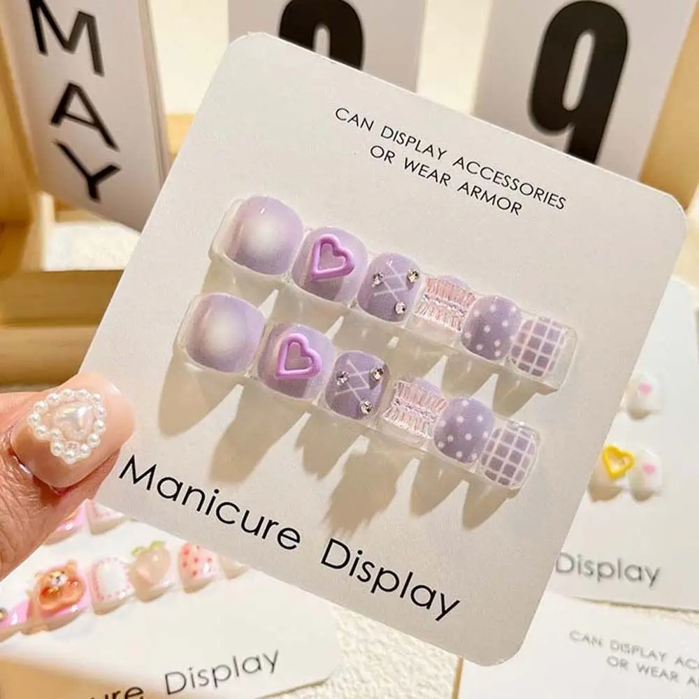 

Flower Children False Nails Bears Rabbit Kids Cartoon Fake Nails Full Cover Nail Art Tips Nail Supplies Cartoon Nail Accessories