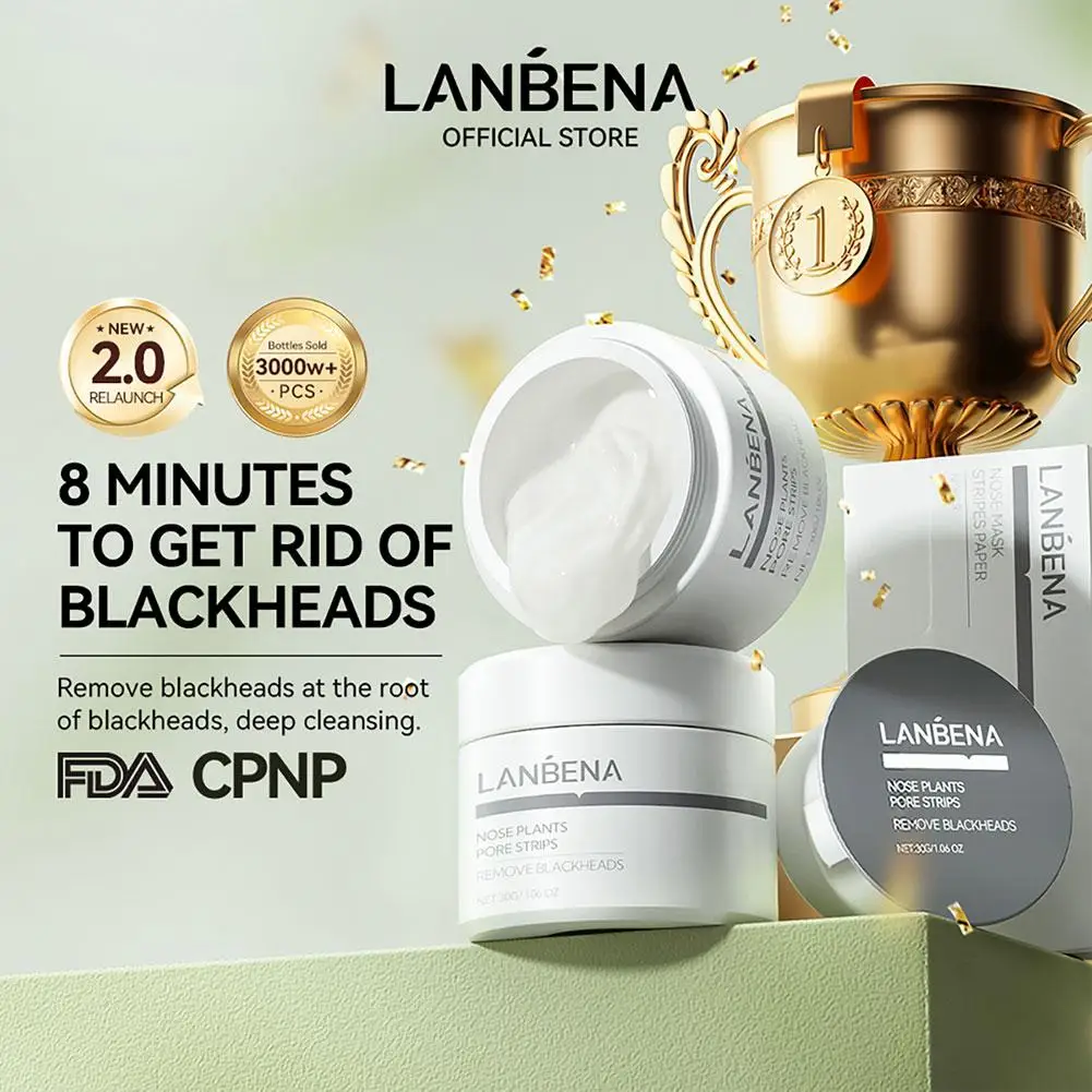 Lanbena Blackhead Remover Cream Paper Plant Pore Strips Off Care Mud Black Treatments Peel Skin Cleansing Dots Acne No L4f5