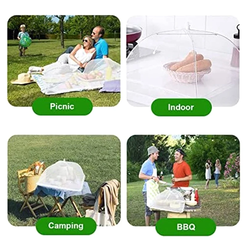 8Pcs 17 Inch -Up Outside Picnic Mesh Food Covers For Outdoors&Camp Net Keep Out Flies Mosquitoes Reusable&Collapsible