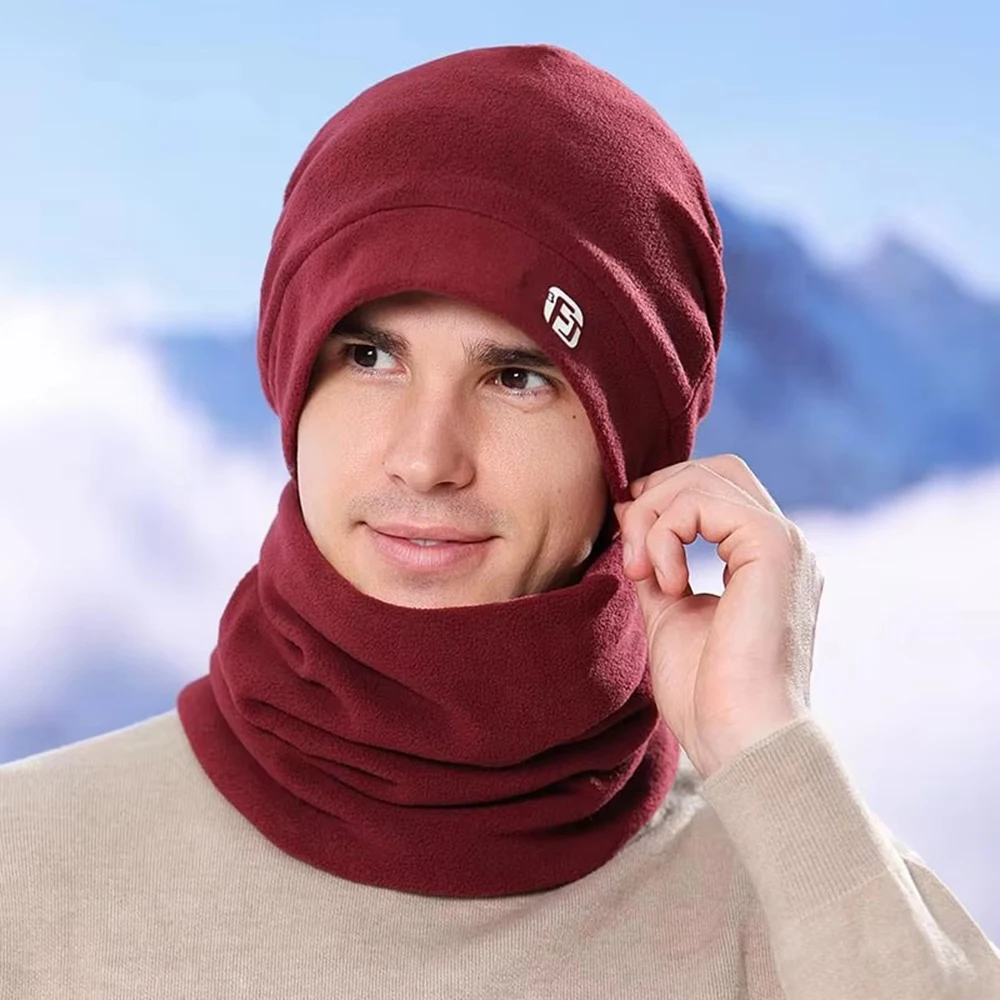 القبعات الشتوية الصوف القطبية سميكة الدافئة محبوك في الهواء الطلق ركوب الدراجات وشاح قبعة يندبروف قبعة الجمجمة قبعة صغيرة