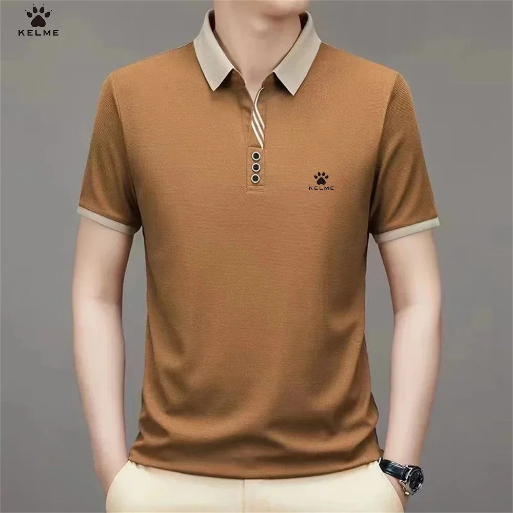 KELME Men's Golf Short Sleeved POLO Business Casual Pelf Fashion Polo Summer Popular T-shirt Golf Men's Polo Top