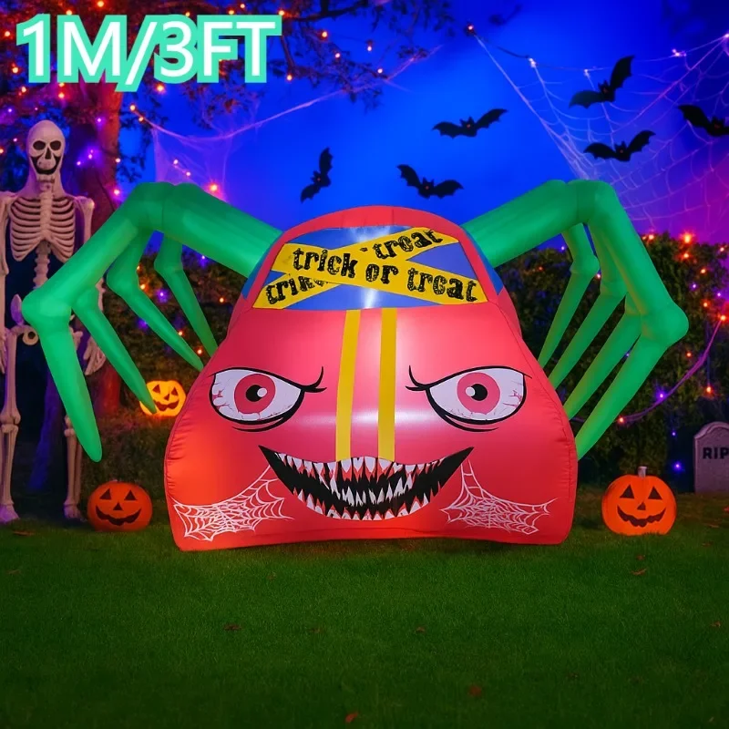 3ft infláveis brinquedos halloween verde frank carro de corrida condução carro inflável embutido luz led explodir quintal para decoração ao ar livre