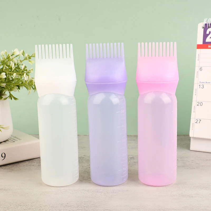 New-120ml Salon Hair Oil Applicator Bottle Professional Hairdressing Color Comb Bottle Hair Dye Refill Bottle Coloring Supplies