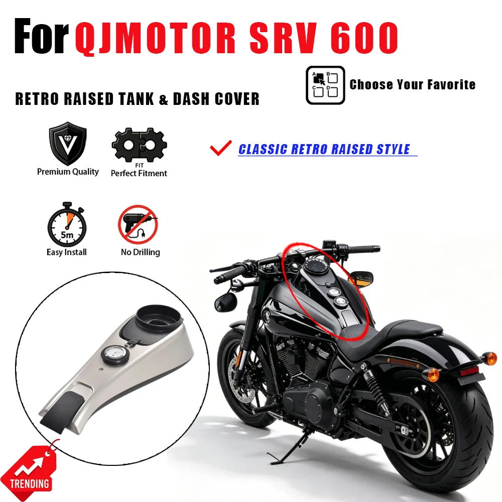 Para QJMOTOR SRV 600: Cubierta Elevada Retro para Tanque, Protector de Tablero, Accesorios para Moto, Cubierta de Tanque, Tablero, Piezas Modificadas SRV600