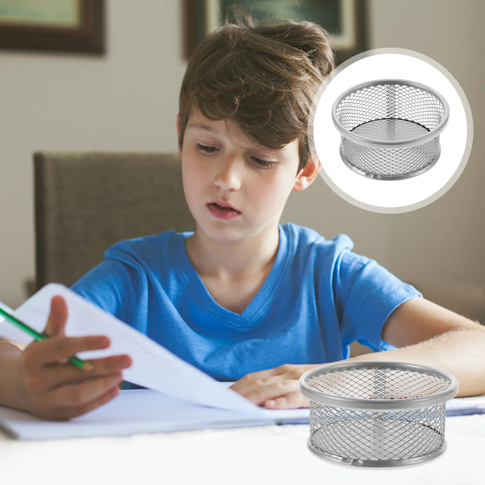 

4pcs Metal Pen Holder Mesh Desktop Organizer For Paper Clips Rubber Bands Binders Storage Home Office School Supplies Container