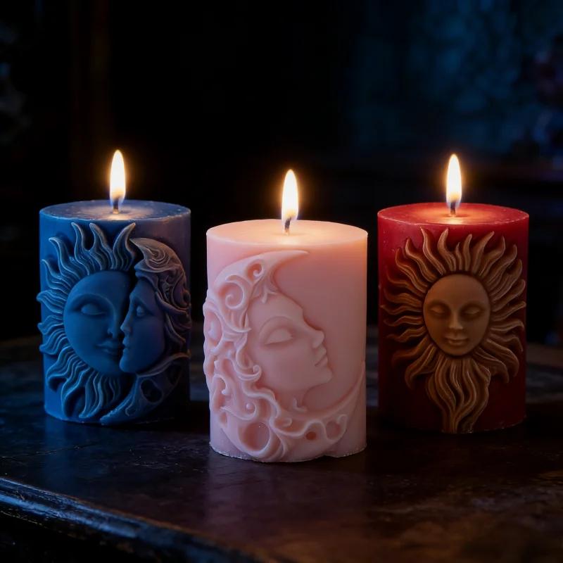 

Eid Mubarak Ornaments Ramadan Decor For Islam Muslim Party Eid al-Fitr Decor Kids Gift 3D Sun Moon Pattern Silicone Candle Mold