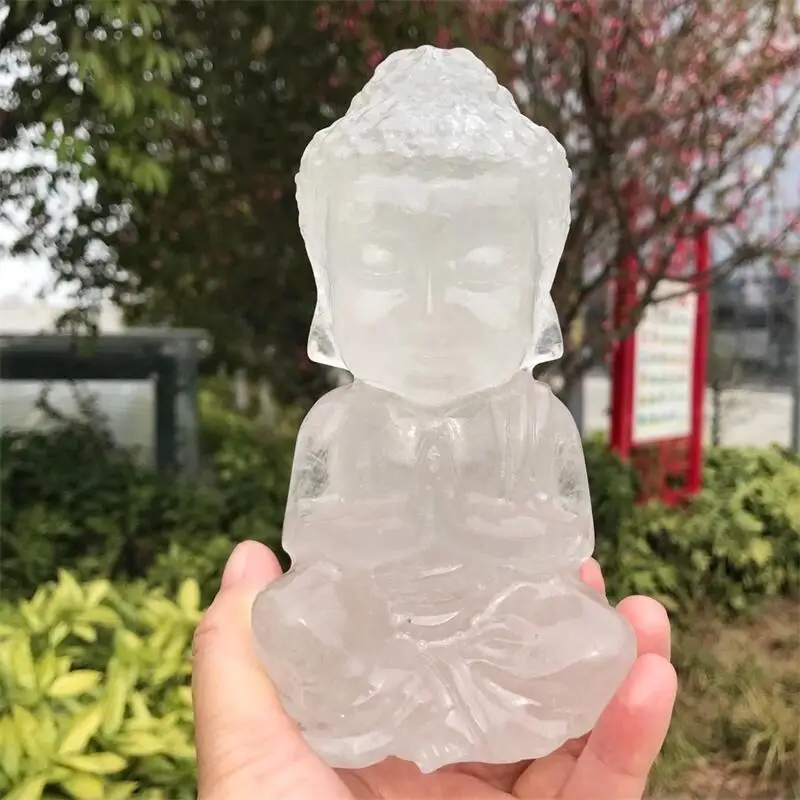 

15cm Natural Rose Quartz Buddha Figurine Polished Gemstones Healing Fengshui Crafts Home Desktop Decor Gift 1pcs