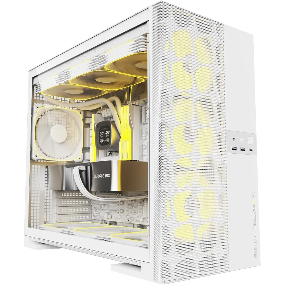 Mid Tower E-ATX/ATX Gaming Case, High Airflow, 1.2mm Steel, Type C, Support 420/360 Radiator, ARGB PWM 140m Fan X 5, Gaming Case