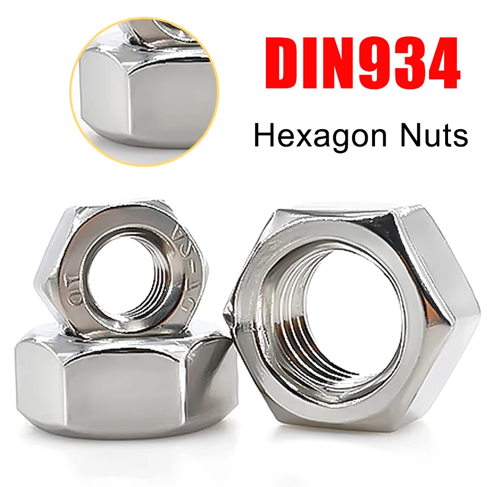 Stainless Steel Hex Nuts DIN934 304 SS Hexagon Nut Metric Threaded DIN562 THIN Metric Threaded Square Nut Foursquare Quadrate