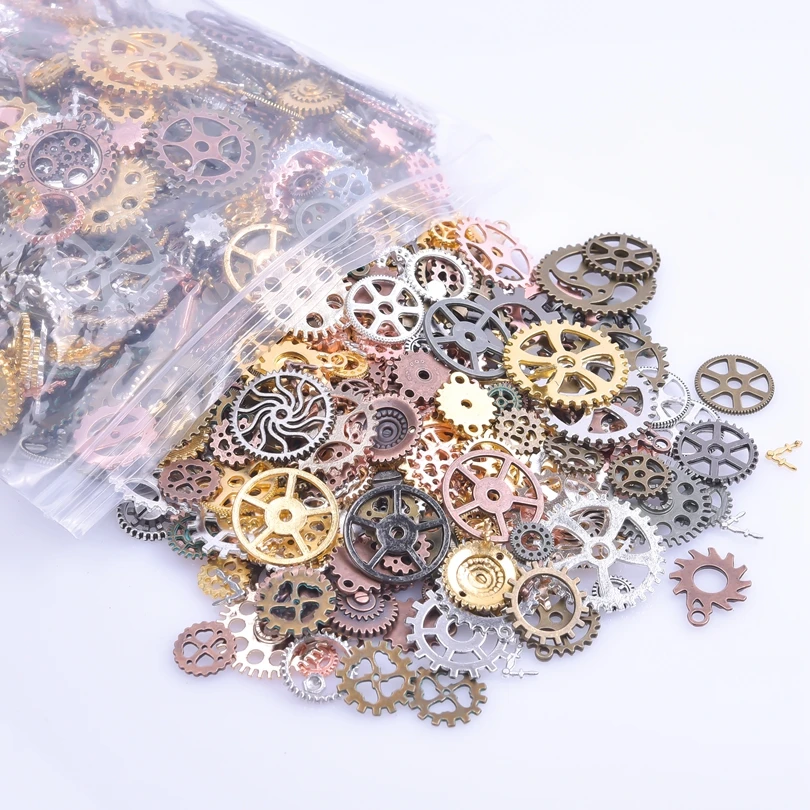 10/30/50/100pcs Random Mixed Alloy Steam Punk Gears Wheels Watch Parts DIY Vintage Cogs Craft Decoration Jewelry Making Findings