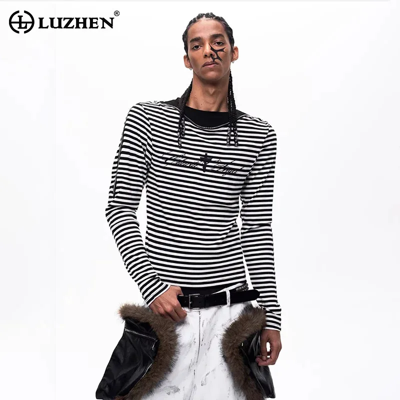 

Мужская модная рубашка LUZHEN 2026: весенняя коллекция, оригинальный дизайн с эффектом двухслойности, длинный рукав, приталенный крой, повседневный стиль JY6433