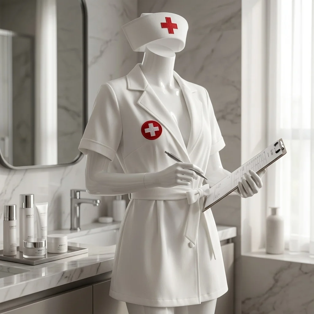 Cosplay Naughty Nurse Uniform Set Women's Belted Mini Dress with Cross Heart Patch Nurse Cap for Halloween Role Play view 4