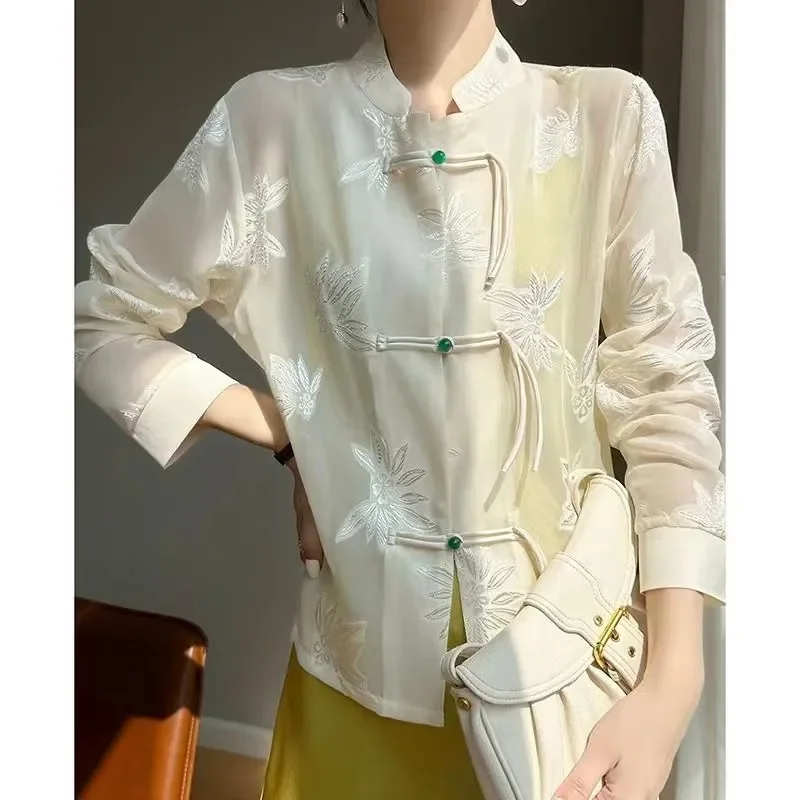 Spring Summer New Chinese Style Thin Coat 2024 New Fashion Sunscreen Shirt Vintage Chinoiserie Shirt Tops Female Outerwear