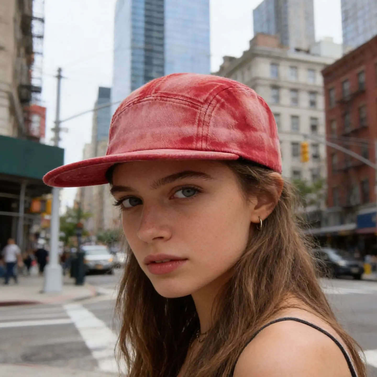 Washed Cotton Tie Dye Flat Brim Baseball Cap for Men and Women Everyday Wear Casual