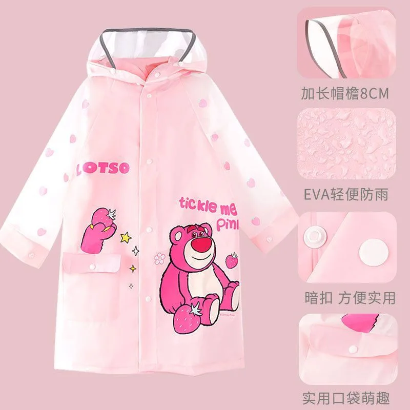 크리에이티브 디즈니 스티치 귀여운 만화 패턴 학생 학교 방수 먼지 방지 패션 경량 큰 챙 비옷