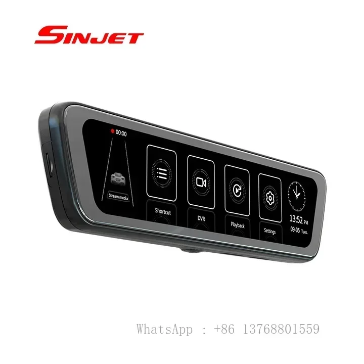 Sinjet Rearview Dash Cam Wide 1080P Auto Cam 8.2 Inch Full Screen H8 Mirror Car Recorder Stream Media Car DVR For Porsche