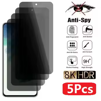 Anti-Spy Tempered Glass 5Pcs Privacy Screen Protector For Samsung A53 A13 A52S A52 A32 A12 A55 A51 A72 A22 A33 A73 A21S A54