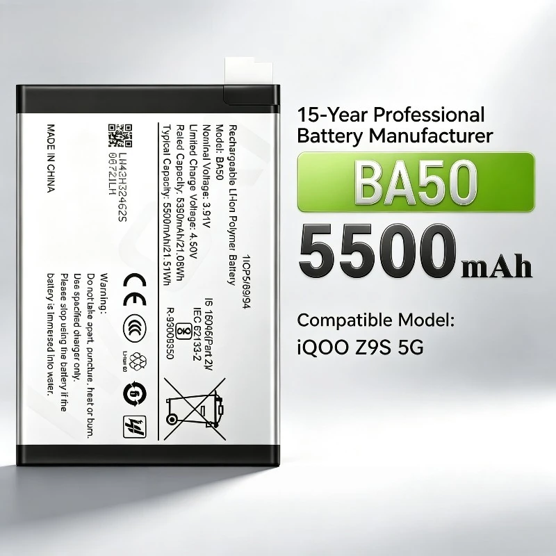 High‑quality  Battery Life BA50 Replacement Battery High‑Capacity Brand New Phone Battery for VIVO IQOO Z9S 5G