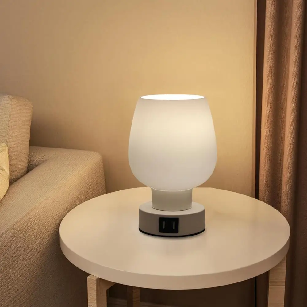 

Led Lamp Modern Touch Control Led Desk Lamp with Dimmable White Glass Shade Flicker Free Small Bedside Light Easy for Home