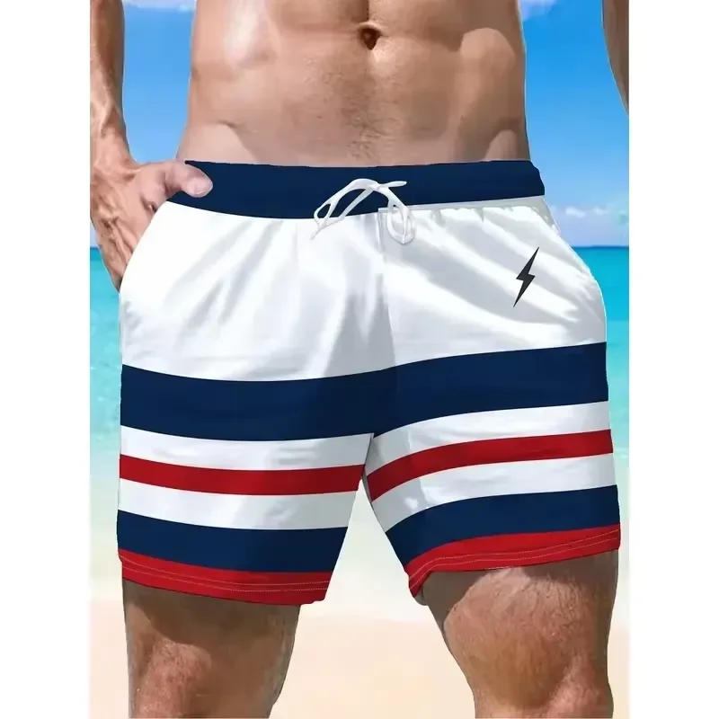 Casual Cool Shorts Men Geometric Print 2026 Micro Elastic Breathable Comfortable Sportswear Summer Beach Board Shorts Gift