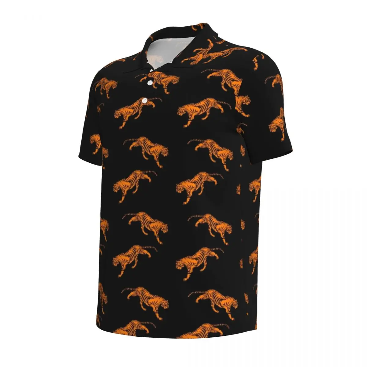 Stalking Tiger Polo Shirt Wild Animal Print Casual Shirt Summer Vintage T-Shirts Men Short Sleeves Collar Graphic Oversized Tops