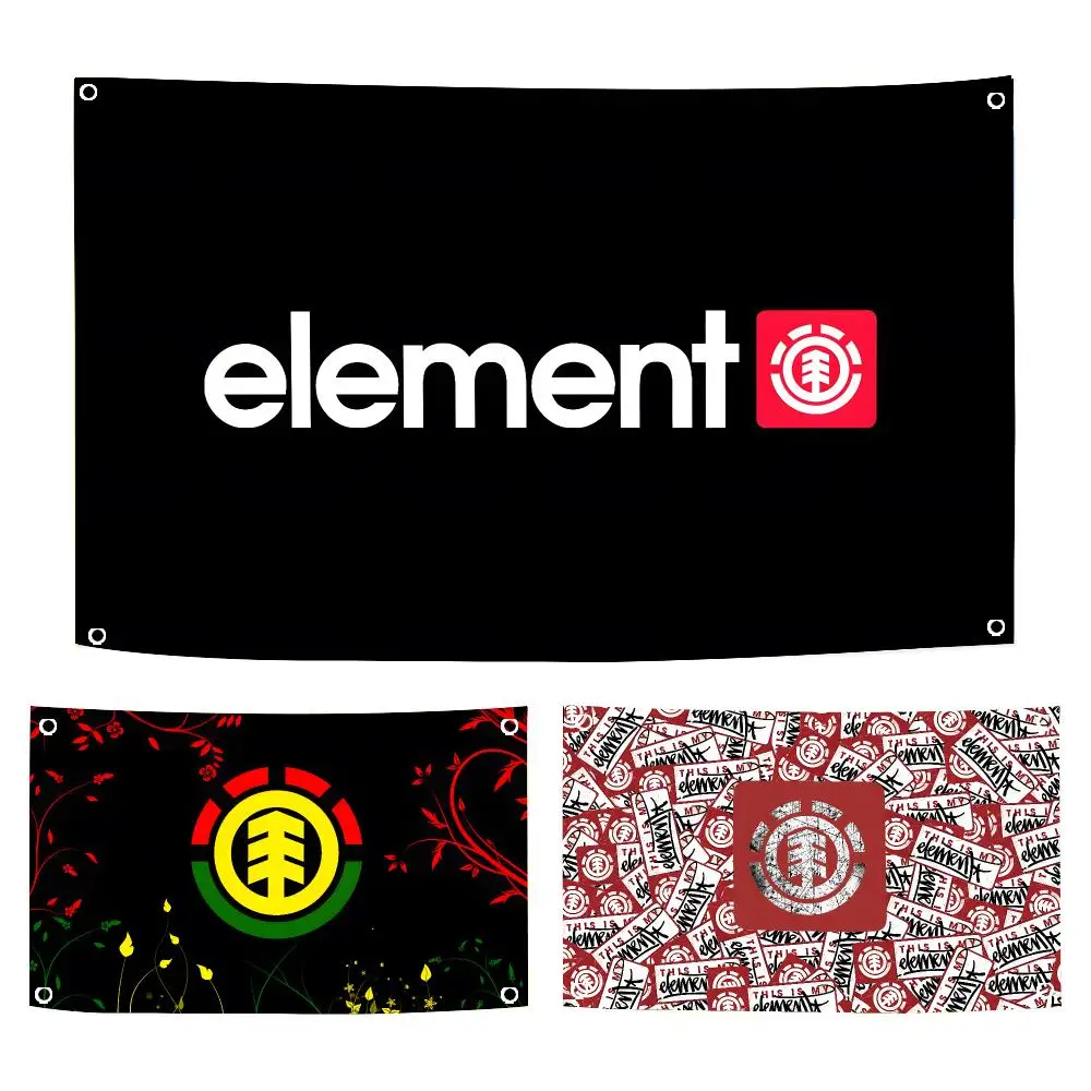 Fashion Logo E-Element Skateboard Flags Horizontal High Density Knitted Fabric European Simple For Durable Outdoor Indoor Use