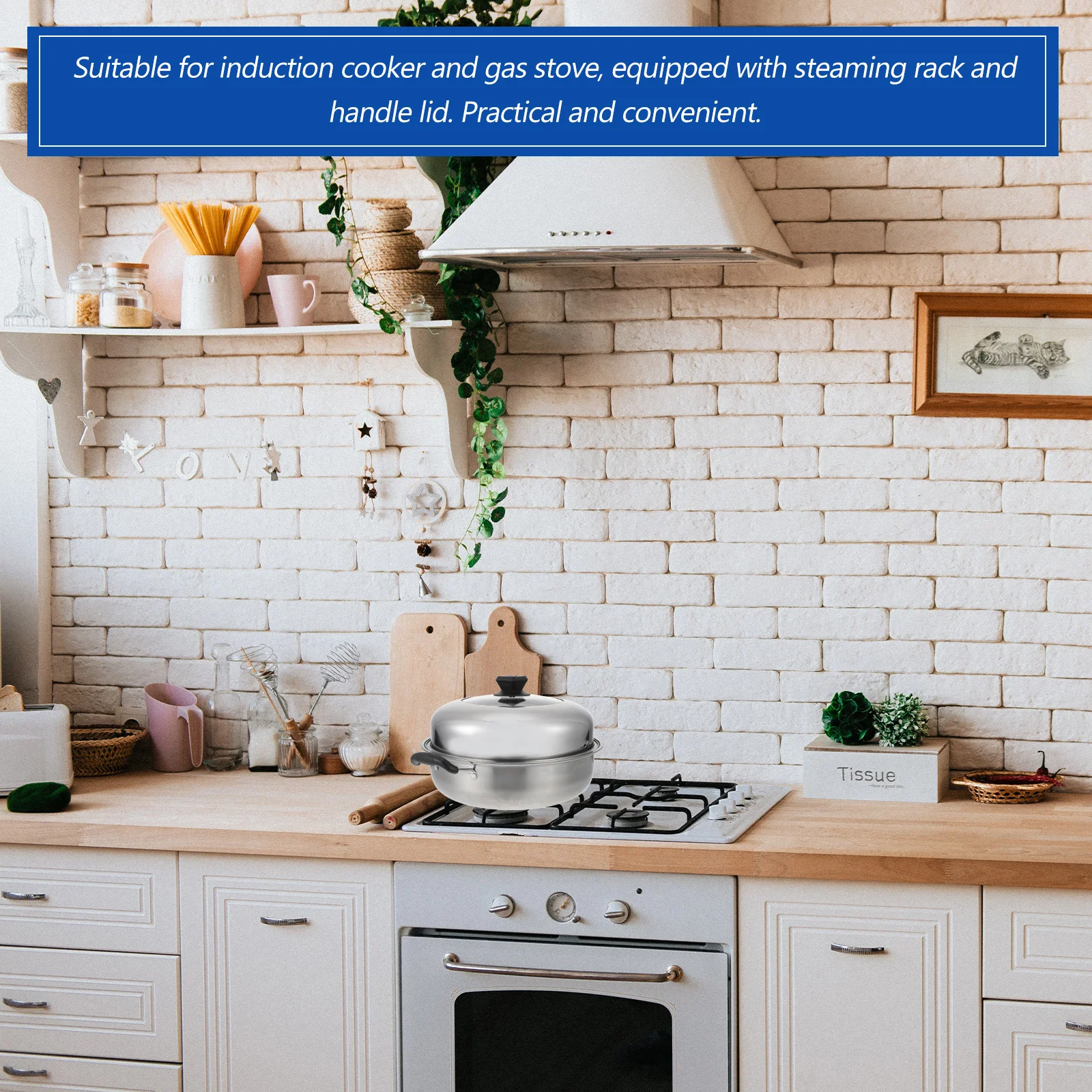 

1Set Stainless Steel Double-Layer Steamer Pot Premium Multi-Function Soup Cooker Large Capacity Suitable Induction Gas Stove