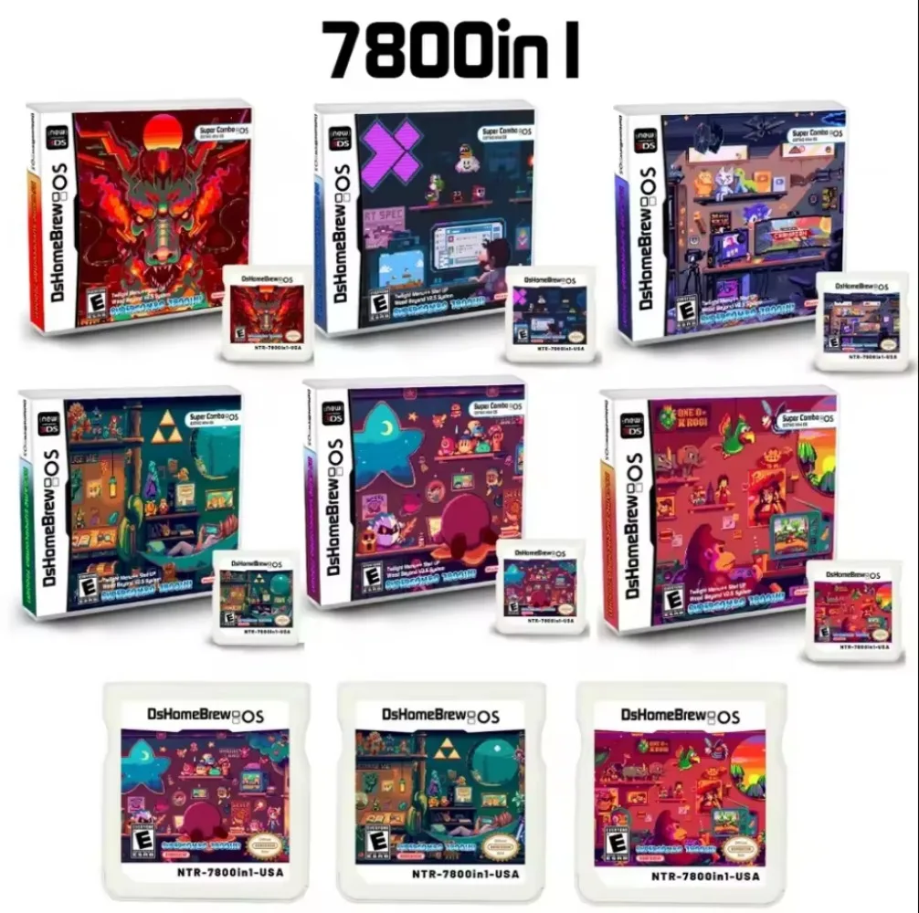 بطاقة 3DS جديدة 7800 في 1 خرطوشة متعددة لـ NDS NDSL NDSi 3DS 2DS Lite الإنجليزية مع أداة وحدة التحكم GBA NES Pce Roms