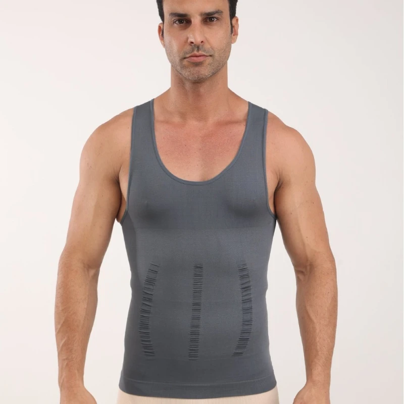 Cross Border Seamless Men's Shapewear Waist Cinching Chest Cinching Meat Hiding Fitness Base Cross Shaped Vest Shaping Gathering