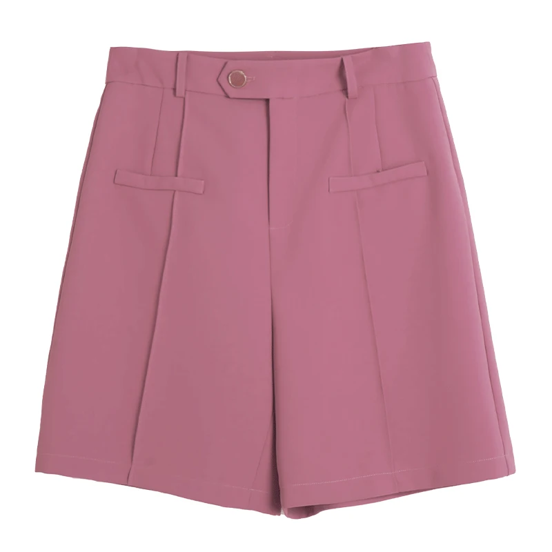 OLrain Donna Estate Pantaloncini su misura Francese 2025 Pieghe moda Donna Pantaloni corti Lady Vita alta Pantaloncini a gamba dritta O23XK80592