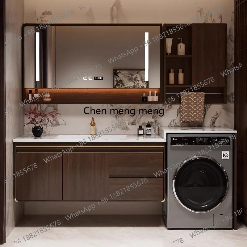 Washing machine cabinet Oak bathroom cabinet Combination toilet Wash top
