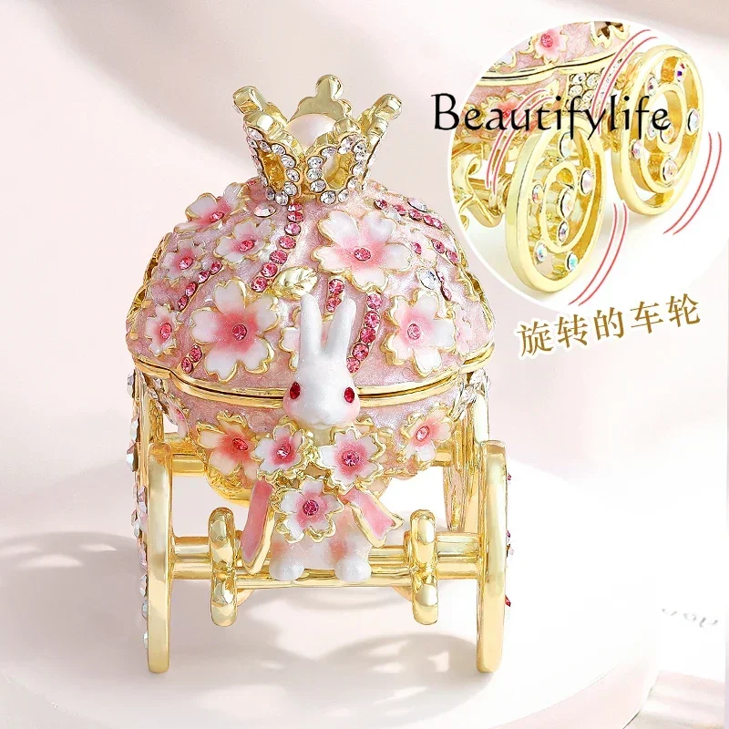 

Beauty Makeup Jewelry box Cherry blossom princess carriage marriage proposal ring ring box jewelry storage creative wedding gift