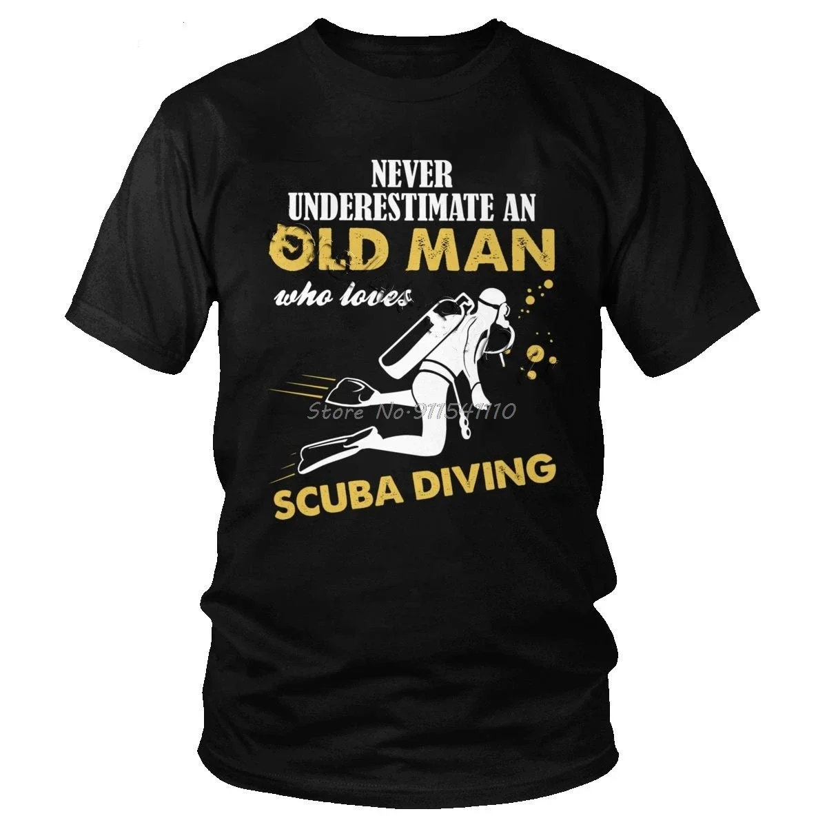 Men Cotton Short Sleeve Tshirt Dive Quote Tee For Diver Lover Gift Never Underestimate An Old Man Who Loves Scuba  T-Shirt