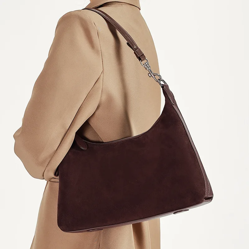 

Luxury Tote Bag for Women 2025 New Genuine Suede Leather Designer Large Capacity Shoulder Crossbody Bag Stylish Commute Handbag