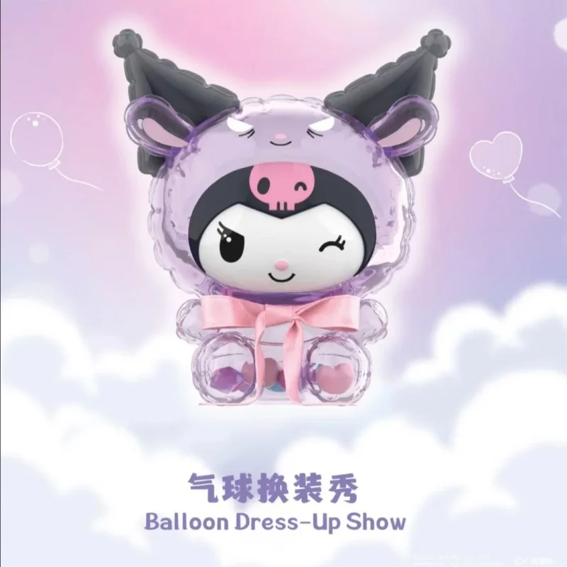 Caja ciega de la serie Master de globos Kuromi genuina, adorno de escritorio kawaii, modelo de muñeca Sanrio Kuromi, caja misteriosa, juguetes, regalo de cumpleaños