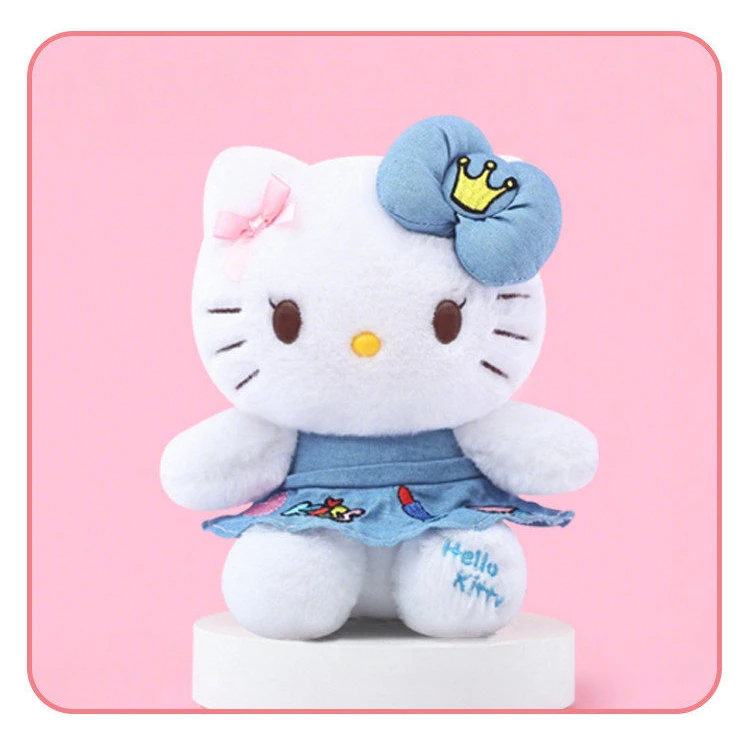 Original Anime Sanrio Hello Kitty Jeans Skirt Collection Kawaii Stuffed Plush Toys Cute Dolls Ornament Birthday Gift For Kid