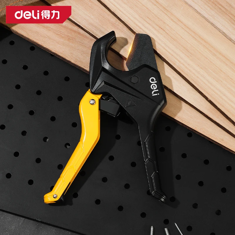 Deli Ratchet PVC Pipe Cutter PEX Cutter Hose Cutter with Sharp Blades Tubing Cutter for PPR,PE,PP,Rubber Hoses Plumbing Tools