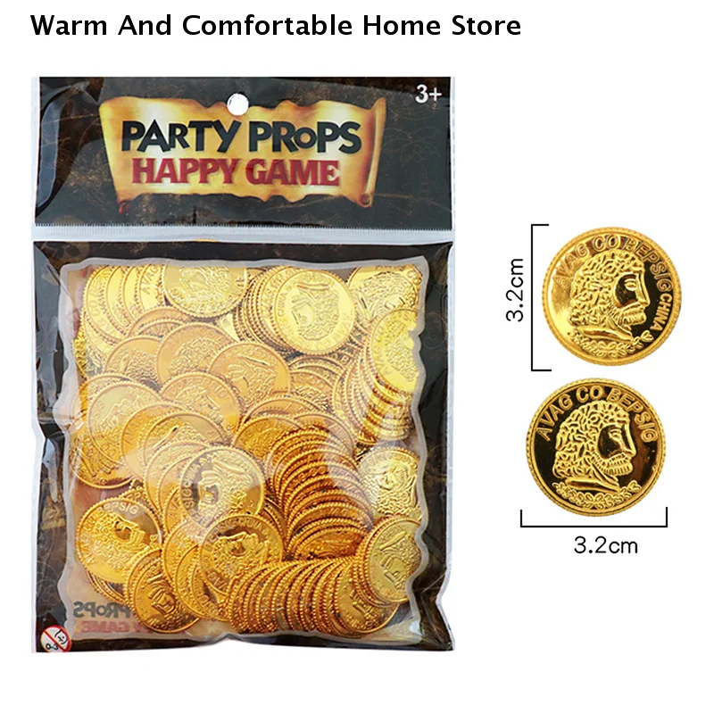 

100pcs 3.5cm Poker Casino Chips Coin Gold Plating Plastic Spanish Treasure Game Poker Board Game Accessories Gold Coin Kid Favor