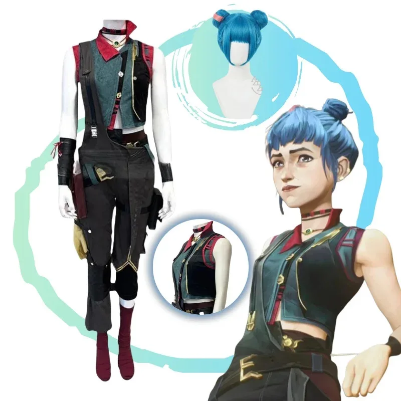 

LOL Jinx Cosplay Costume Anime Game LOL Arcane Cos Clothes Wig Sexy Women Carnival Oufit Role Play Uniform Halloween Customized