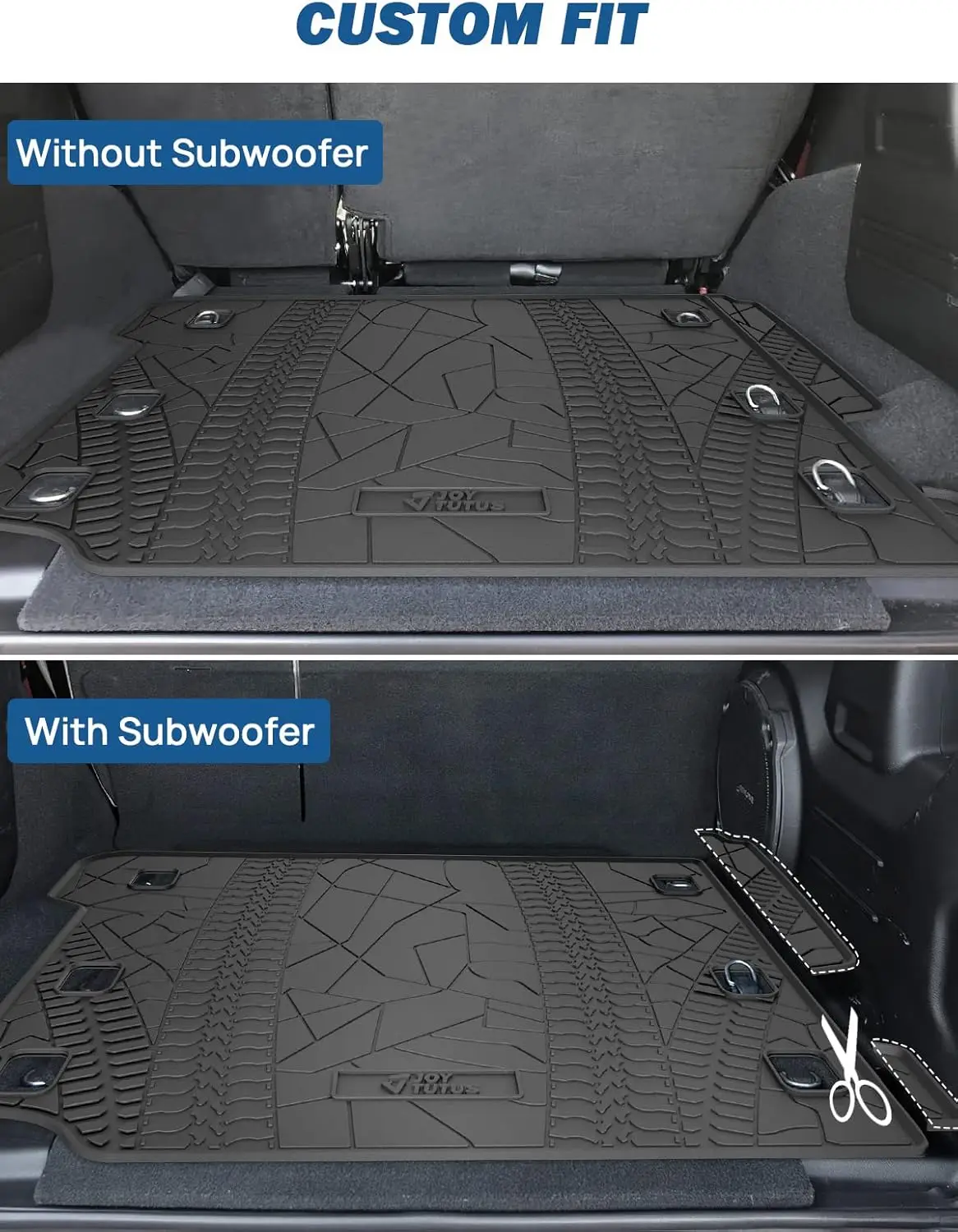 All-Weather Cargo Mat for 2018-2026 4X4 Vehicles with OEM Subwoofer, Heavy Duty Waterproof Odorless Durable Material