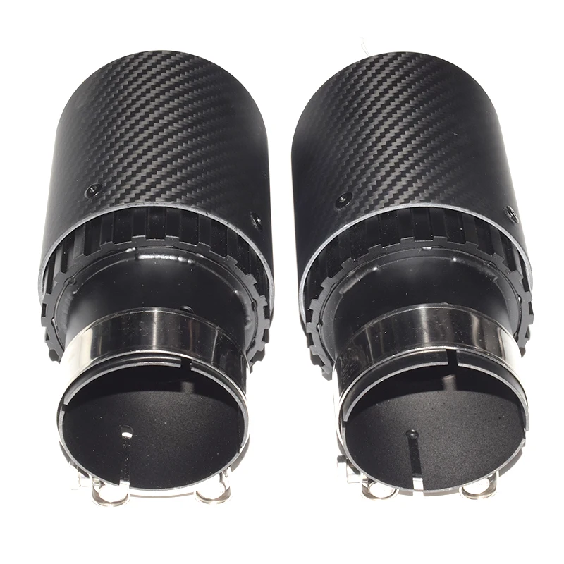 1 pcs Universal Car Carbon Fiber Tail Tip Black Gear Outlet Style Single Matte Exhaust Tip